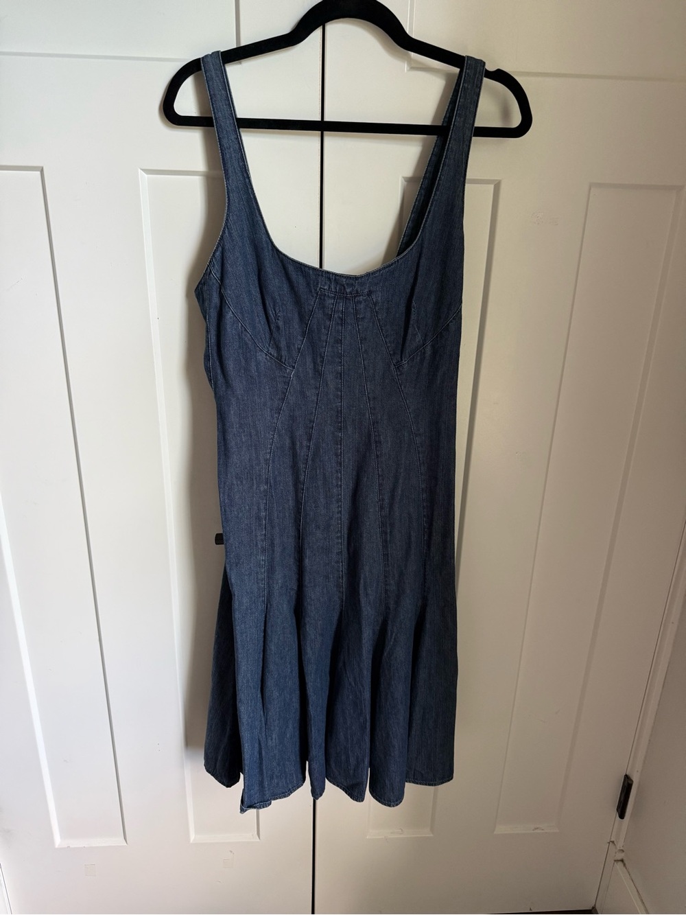 Vintage Ralph Lauren Dark Blue Denim Scoop-Neck Midi Dress size 10, EUC, no flaw
